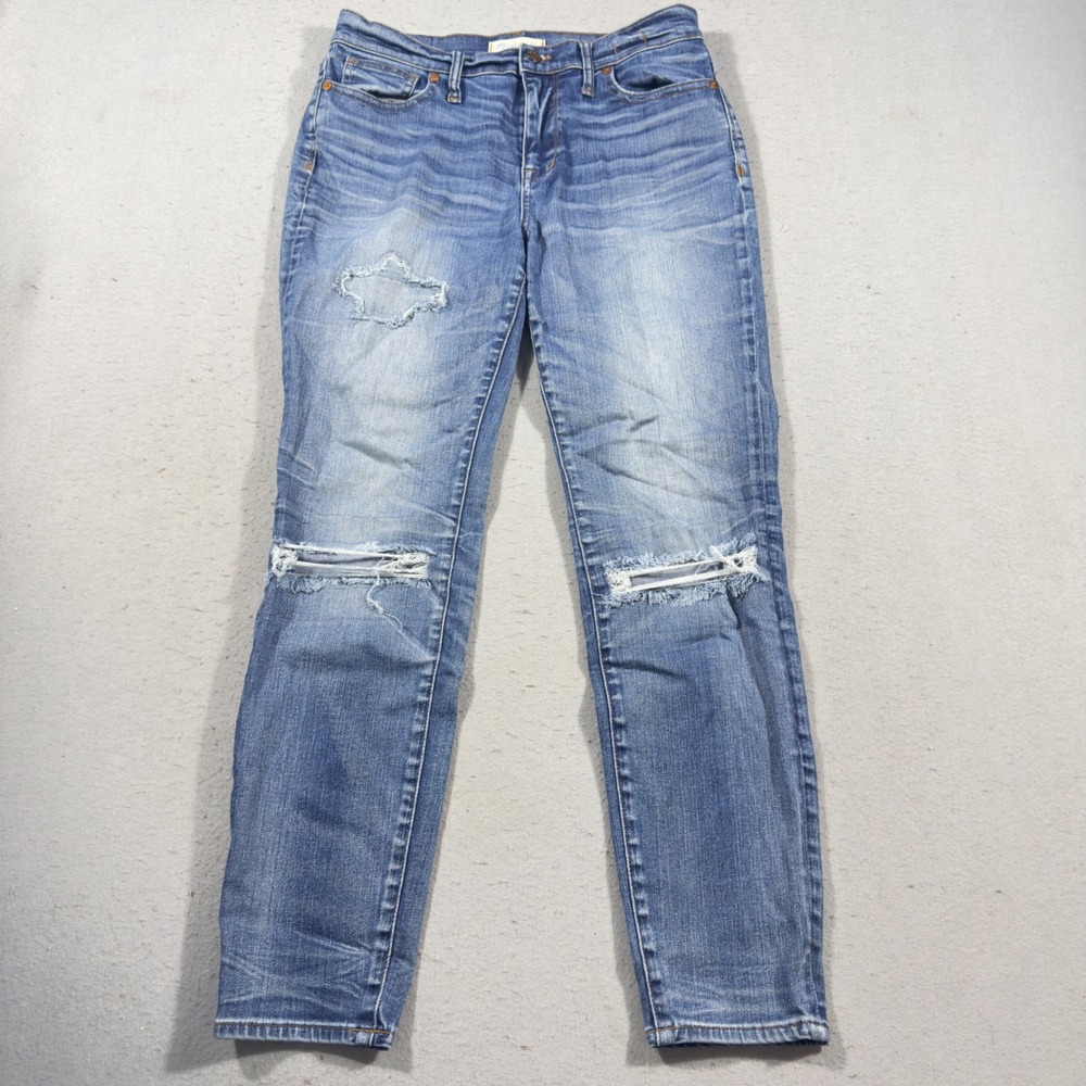Madewell High Riser Skinny Jeans Distressed Medium Wash C1674 Blue Womens 30